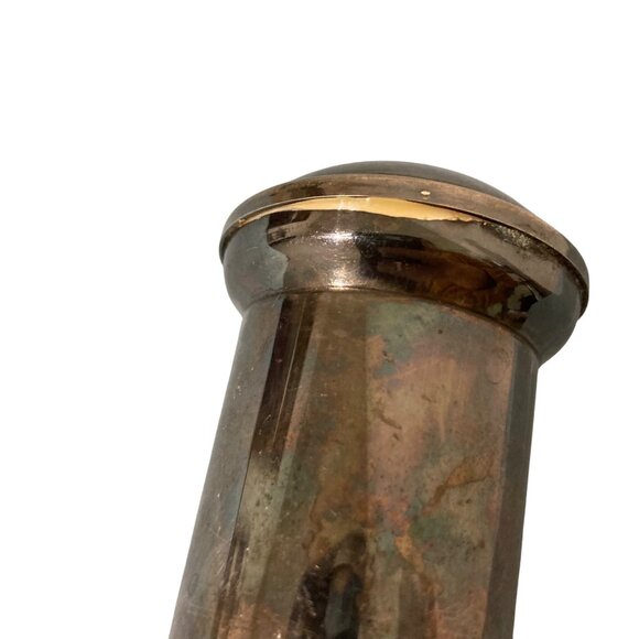 Antique Silver Tone Salt Shaker Cylindrical Design Vintage Kitchen Collectible - Picture 8 of 8